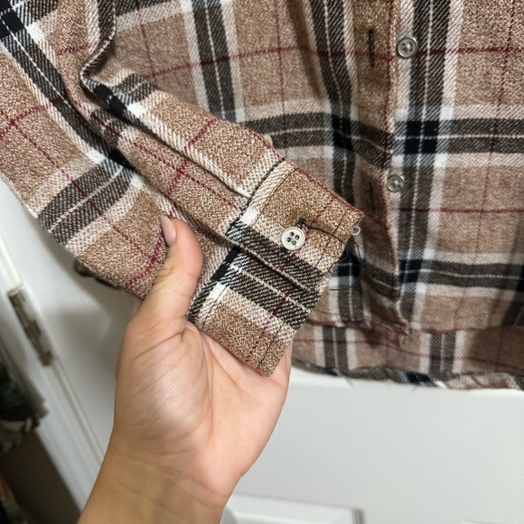 BKE Tan and Black Plaid Button Down Shirt - Picture 3 of 4